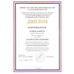 Алиев Данила, лауреат 3 степени